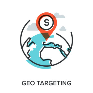 Vector illustration of geo targeting flat line design concept.