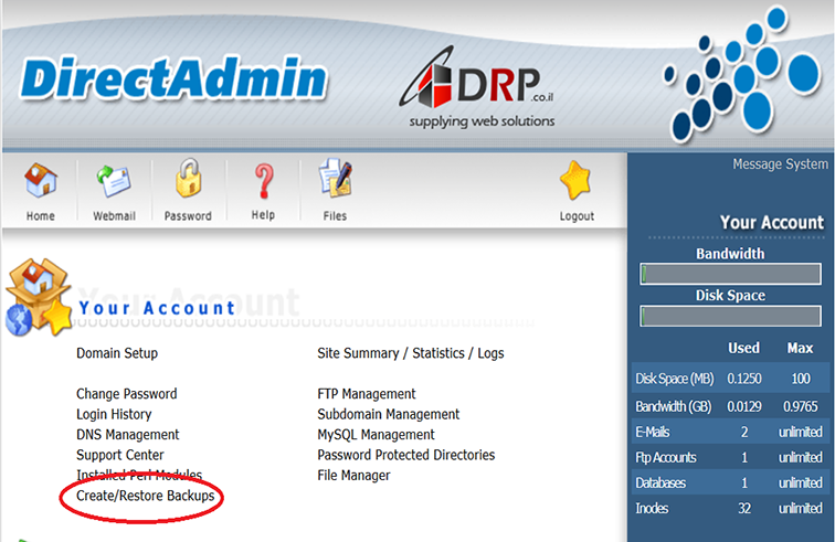 Create/Restore Backups