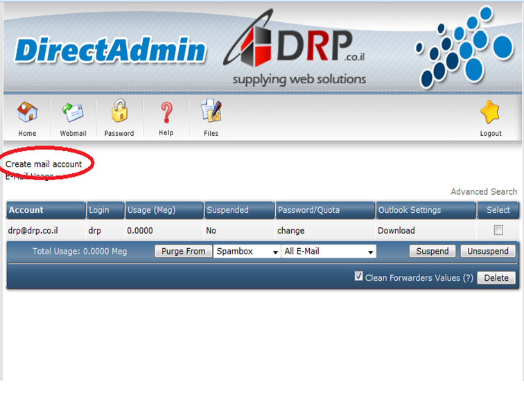 Create Mail Account פתיחת חשבון
